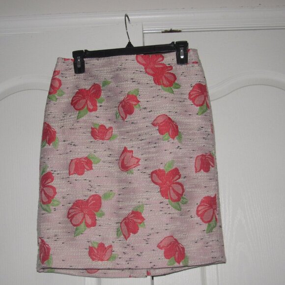 NWT J. CREW Tan Peach Flower Lined Mini Skirt Size 2